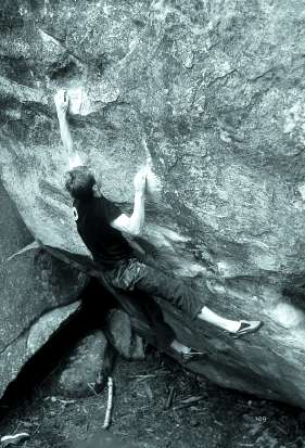 Escalade Bloc à Fontainebleau. Envie d'ailes (7c) à l'éléphant